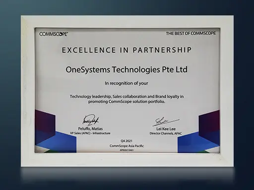 OneSystems Technologies Excellence in Partnership presented by CommScope in Q4 2021