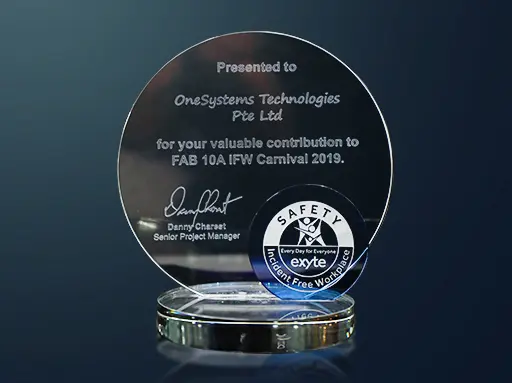 OneSystems Technologies Valuable Contribution presented by Exyte in 2019