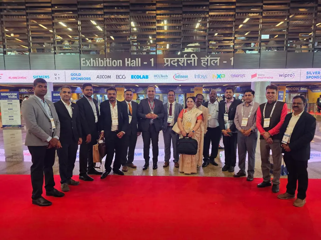 Industry professionals gathered at Exhibition Hall 1 during SEMICON India 2026